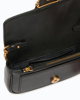 Love Bag Pocket small leather shoulder bag with jewel buckle - Black | Pinko