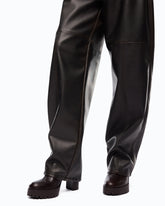 Barrel-fit trousers in nappa leather-effect fabric - Brown | Pinko