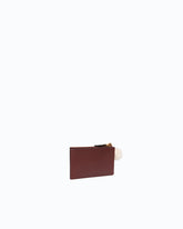 Leather card holder with tassel and pompom - Dark Red | Pinko