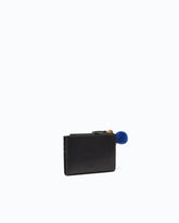 Multi-purpose leather wallet with pompom - Black | Pinko