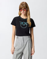 T-shirt with Love Birds jewel maxi embroidery - | Pinko