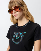 T-shirt with Love Birds jewel maxi embroidery - | Pinko