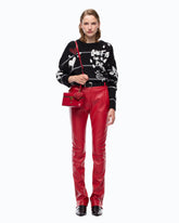 Slim-fit flared trousers in nappa leather-effect fabric - | Pinko