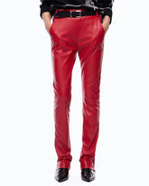 Slim-fit flared trousers in nappa leather-effect fabric - | Pinko