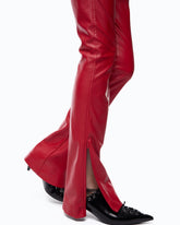 Slim-fit flared trousers in nappa leather-effect fabric - | Pinko