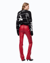 Slim-fit flared trousers in nappa leather-effect fabric - | Pinko