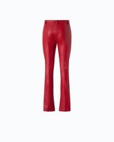 Slim-fit flared trousers in nappa leather-effect fabric - | Pinko
