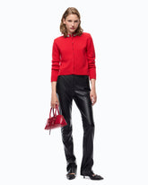 Slim-fit flared trousers in nappa leather-effect fabric - Black | Pinko