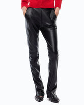 Slim-fit flared trousers in nappa leather-effect fabric - Black | Pinko