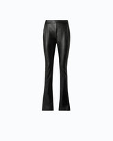 Slim-fit flared trousers in nappa leather-effect fabric - Black | Pinko