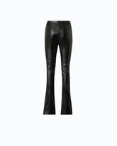 Slim-fit flared trousers in nappa leather-effect fabric - Black | Pinko