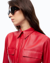 Nappa leather-effect coated shirt - | Pinko