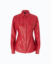 Nappa leather-effect coated shirt - | Pinko