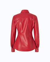Nappa leather-effect coated shirt - | Pinko