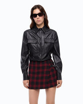 Nappa leather-effect coated shirt - | Pinko