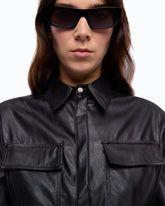 Nappa leather-effect coated shirt - | Pinko
