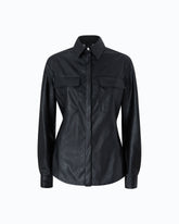 Nappa leather-effect coated shirt - Black | Pinko