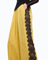 Palazzo trousers with floral motif and lace trim - | Pinko