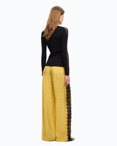 Palazzo trousers with floral motif and lace trim - | Pinko
