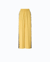 Palazzo trousers with floral motif and lace trim - | Pinko