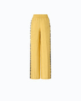 Palazzo trousers with floral motif and lace trim - | Pinko
