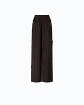 Palazzo trousers with floral motif and lace trim - | Pinko