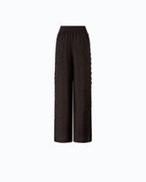 Palazzo trousers with floral motif and lace trim - | Pinko