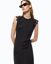 Long dress with slit and lace inserts - | Pinko