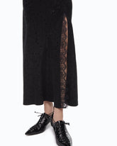 Long dress with slit and lace inserts - | Pinko
