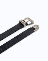 Texan leather belt with storage pockets, 3 cm - | Pinko