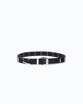 Leather belt with rectangular studs, 3 cm - Black | Pinko