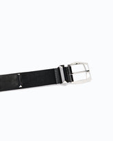 Leather belt with rectangular studs, 3 cm - Black | Pinko