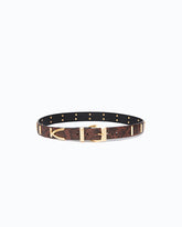Python-print leather belt with studs, 3 cm - | Pinko