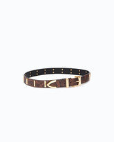 Python-print leather belt with studs, 3 cm - | Pinko