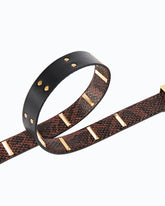 Python-print leather belt with studs, 3 cm - | Pinko