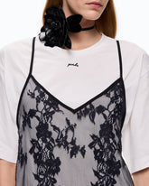 T-shirt with lace top - | Pinko
