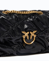 Mini Love Bag Puff crossbody bag in quilted new shiny leather - Black | Pinko
