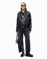 Jacke im Biker-Stil aus Nappaleder mit Nieten - Schwarz | Pinko