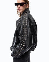 Jacke im Biker-Stil aus Nappaleder mit Nieten - Schwarz | Pinko