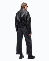 Jacke im Biker-Stil aus Nappaleder mit Nieten - Schwarz | Pinko