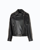Jacke im Biker-Stil aus Nappaleder mit Nieten - Schwarz | Pinko