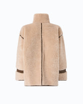 Shearling-effect pea coat with high neck - | Pinko