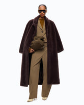 Long faux fur coat with belt - | Pinko