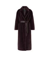 Long faux fur coat with belt - | Pinko