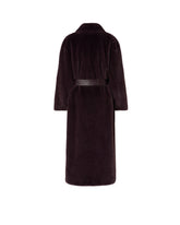 Long faux fur coat with belt - | Pinko