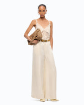 Palazzo-Hose aus Twill mit pfirsichweicher Haptik - Beige | Pinko