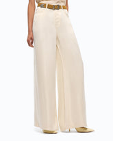Palazzo-Hose aus Twill mit pfirsichweicher Haptik - Beige | Pinko