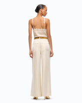 Palazzo-Hose aus Twill mit pfirsichweicher Haptik - Beige | Pinko