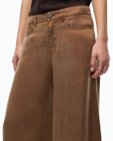 Palazzo trousers in peachskin-feel twill - | Pinko