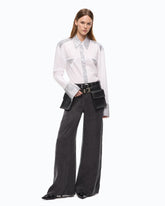 Palazzo trousers in peachskin-feel twill - | Pinko